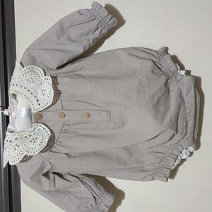 Cupcakes and cashmere 3-6 months scalloped lace collar romper 3 pieces set NWT